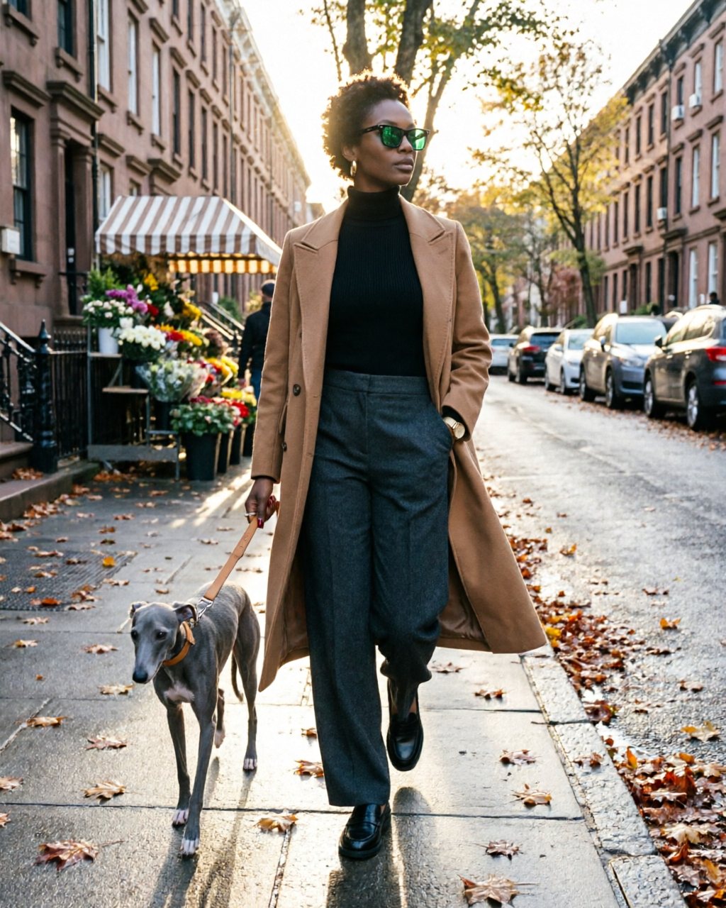 A candid documentary fashion photograph, caught mid-action rather than posed